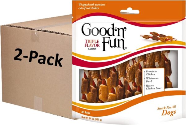 Good'n'Fun Triple Flavored Rawhide Kabobs for Dogs, 24 oz | 36 Count (P-94187)- 2 Pack - Image 2