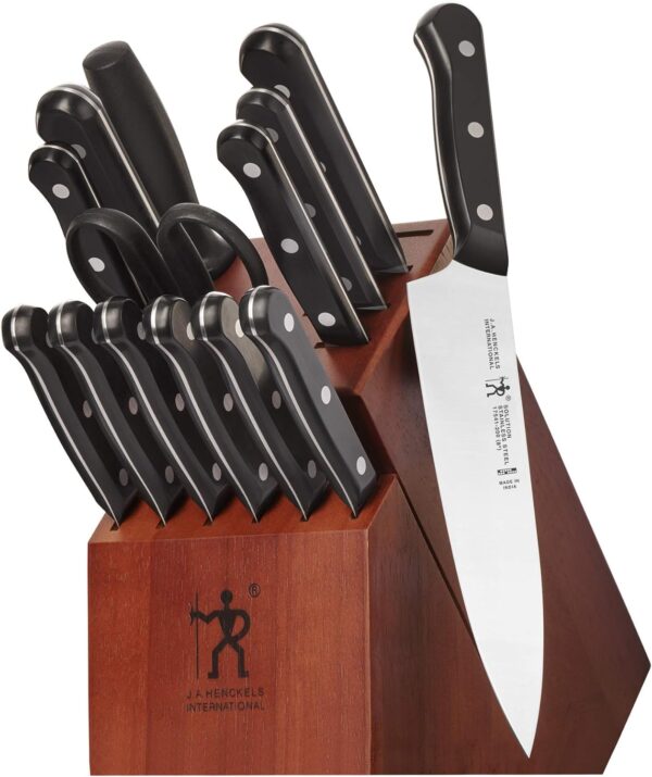 HENCKELS Solution Razor-Sharp 15-pc Knife Set, Chef Knife, Bread Knife, Steak Knife, German Engineered Informed by 100+ Years of Mastery, Black/Stainless Steel - Image 2