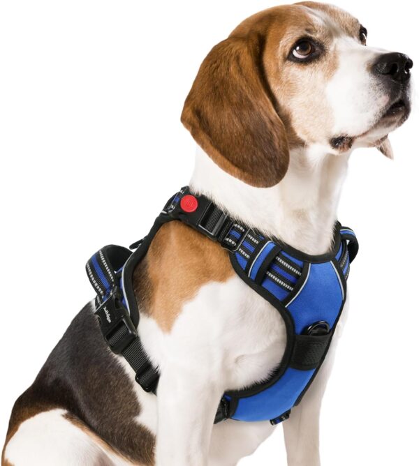 rabbitgoo Dog Harness Medium Sized, No Pull Pet Harness with 3 Buckles, Adjustable Soft Padded Dog Vest with Instant Control Handle, Easy Walking Reflective Pet Vest for Medium Dogs, Blue, M - Image 2