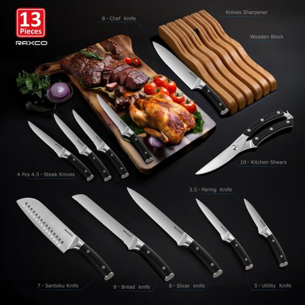 RAXCO Knife Set in-drawer,13Pieces drawer Kitchen Knives Set,drawer-friendly Knife Set - Image 4