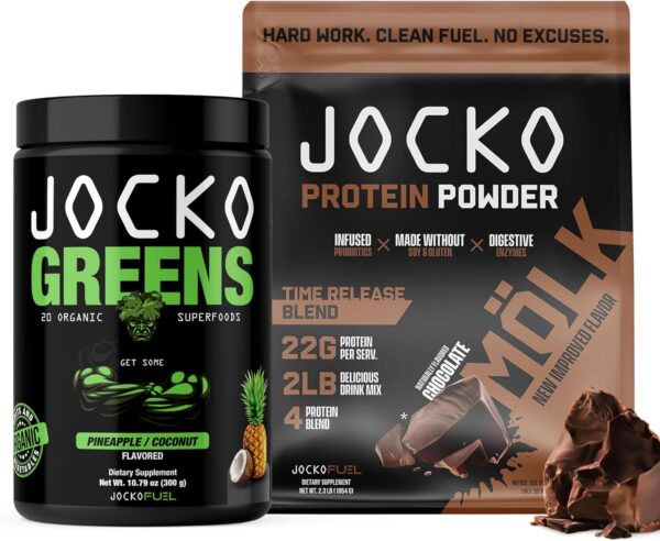 Jocko Fuel 2 Pack Bundle - Jocko Greens Powder + Chocolate Mölk Protein Powder - Image 2