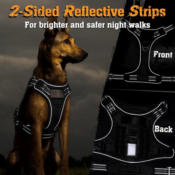 rabbitgoo Dog Harness for Small Medium Large Sized Dogs, No Pull Military Tactical Service Vest with Reflective Strips and Control Handle, Adjustable and Comfortable for Easy Walking, Black L - Image 9