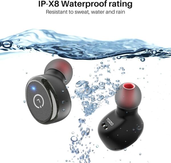 TOZO T10 Bluetooth 5.3 Wireless Earbuds with Wireless Charging Case IPX8 Waterproof Stereo Headphones in Ear Built in Mic Headset Premium Sound with Deep Bass for Sport Black - Image 7