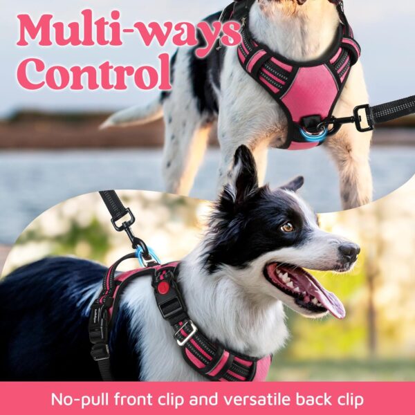 rabbitgoo Dog Harness for Large Dogs, No Pull Dog Vest Harness with 3 Buckles, Adjustable Soft Padded Pet Harness with Easy Control Handle and Reflective Strips, Pink, L - Image 5