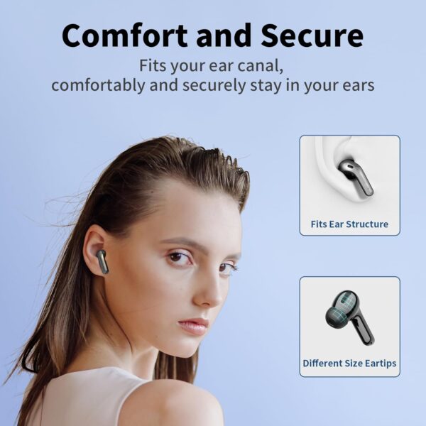 TAGRY Bluetooth Headphones True Wireless Earbuds 60H Playback LED Power Display Earphones with Wireless Charging Case IPX5 Waterproof in-Ear Earbuds with Mic for TV Smart Phone Laptop Computer Sports - Image 8