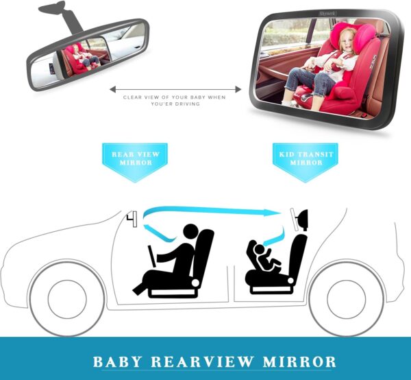 Shynerk Baby Car Mirror, Safety Car Seat Mirror for Rear Facing Infant with Wide Crystal Clear View, Shatterproof, Fully Assembled, Crash Tested and Certified - Image 7