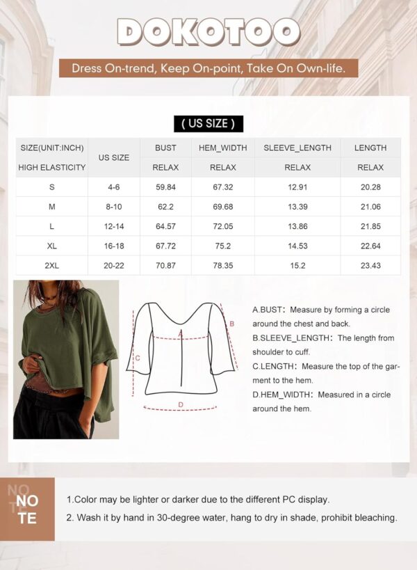 Dokotoo Summer Tops 2024 Womens Solid T Shirts for Women Loose Oversized Shirts Basic Tee - Image 7