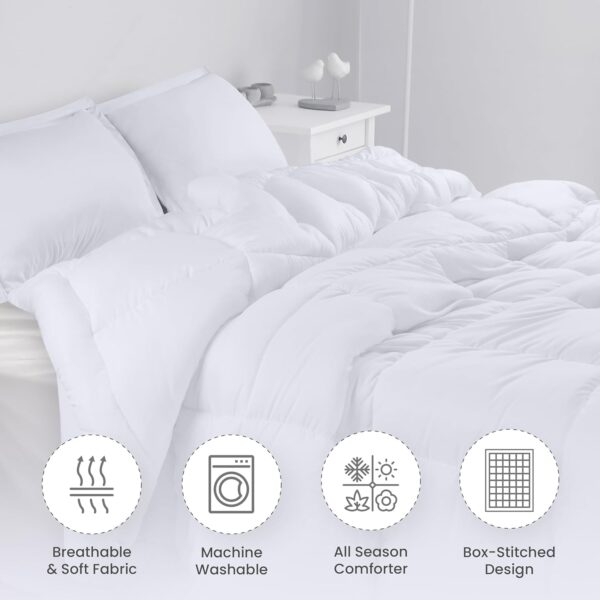 Utopia Bedding Queen Comforter Set with 2 Pillow Shams - Bedding Comforter Sets - Down Alternative White Comforter - Soft and Comfortable - Machine Washable - Image 4