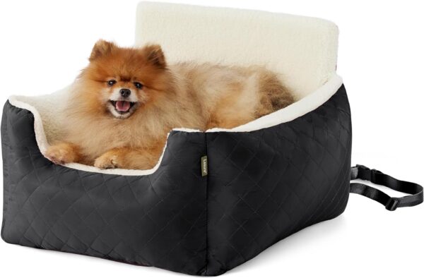 Lesure Small Dog Car Seat - Waterproof Car Seats for Small Dogs Pet Seat with Storage Pockets, Clip-On Leash for Travel Carrier Booster Bed, Black - Image 2