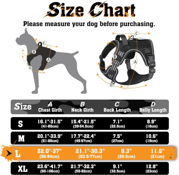 rabbitgoo Dog Harness for Small Medium Large Sized Dogs, No Pull Military Tactical Service Vest with Reflective Strips and Control Handle, Adjustable and Comfortable for Easy Walking, Black L - Image 3