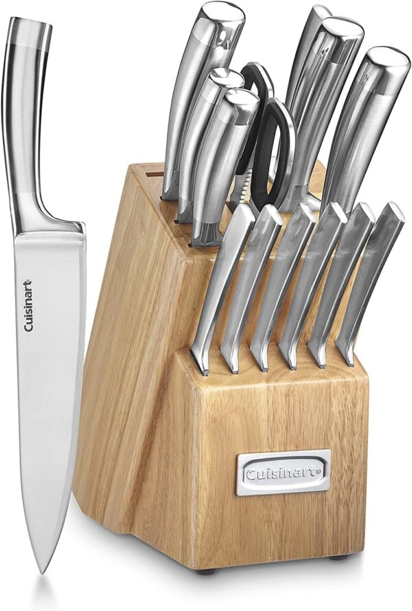 CUISINART Block Knife Set, 15pc Cutlery Knife Set with Steel Blades for Precise Cutting , Lightweight, Stainless Steel, Durable & Dishwasher Safe, C99SS-15P - Image 2