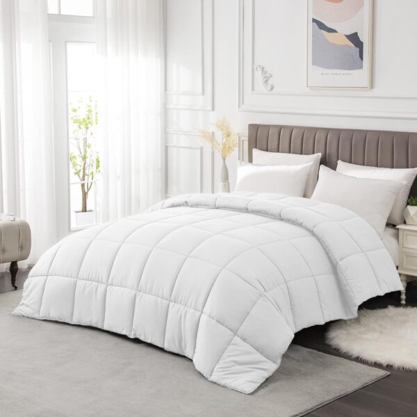 MATBEBY Queen Size Comforter Duvet Insert - All Season White Quilted Down Alternative Bedding Comforter with Corner Tabs - Winter Summer Fluffy Soft - Machine Washable - Image 8