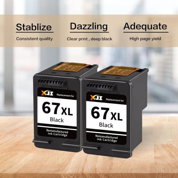 XJI Remanufactured Ink Cartridges Replacement for HP Ink 67XL 67 XL (Black, 2 Pack), for Deskjet Plus 2700 4100 2755 2755e 2855e 4100e 4155 4155e 4255e Envy Pro 6055e 6452e 6455 6455e 6458e Printer - Image 6