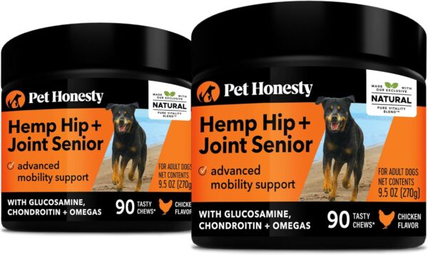 Pet Honesty Senior Hemp Mobility - Hip & Joint Supplement for Senior Dogs - Hemp Oil & Powder, Glucosamine, Collagen, Green Lipped Mussel, Support Mobility, Helps with Occasional Discomfort - (180 ct) - Image 2