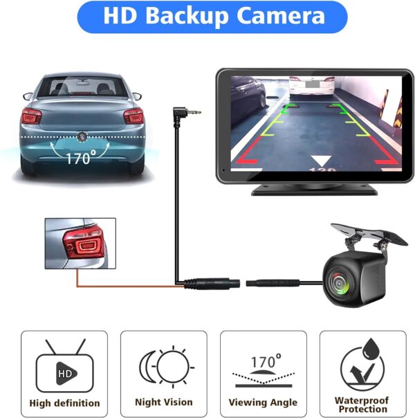 PASLDA Portable Newest Wireless Apple CarPlay and Android Auto Screen for Car, 7" HD Touch Screen Car Stereo with Mirror Link, Bluetooth 5.2, Backup Camera, AUX,FM Transmitter for All Vehicles - Image 8