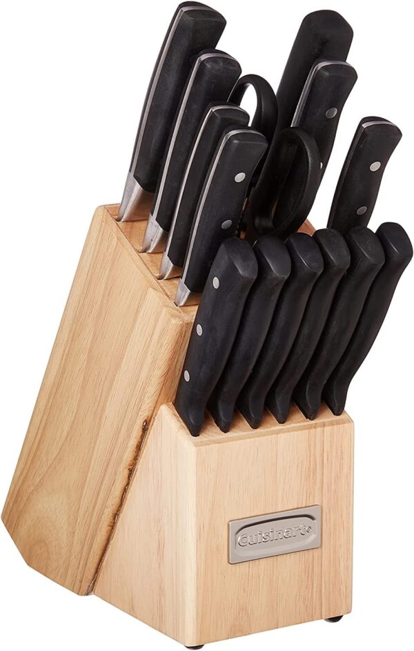 CUISINART Block Knife Set, 15pc Cutlery Knife Set with Steel Blades for Precise Cutting, Lightweight, Stainless Steel, Durable & Dishwasher Safe, C77TR-15P - Image 2