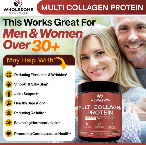 Multi Collagen Protein Powder Hydrolyzed (Type I II III V X) Grass-Fed All-in-One Super Bone Broth + Collagen Peptides - Premium Blend of Grass-Fed Beef, Chicken, Wild Fish, Eggshell Collagen - Image 5