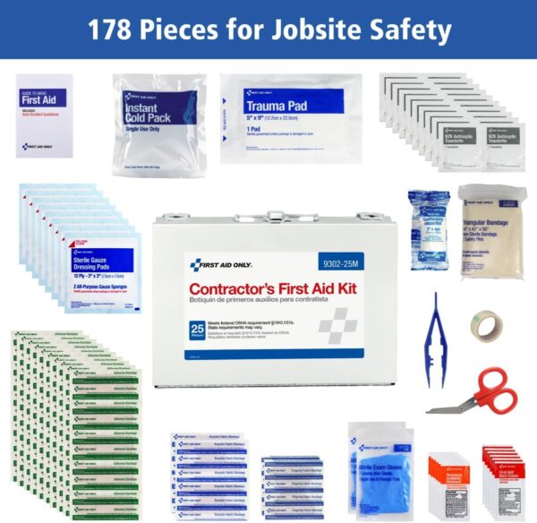 First Aid Only 9302-25M 25-Person Contractor's Emergency First Aid Kit for Home Renovation, Job Sites, and Construction Vehicles, 178 Pieces - Image 4