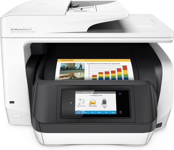 HP OfficeJet Pro 8725 All-in-One Printer, Scan, Copy, Fax with Built-in Ethernet, K7S35A (Renewed) - Image 2