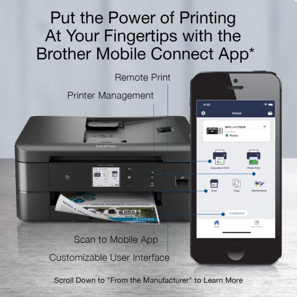 Brother MFC-J1170DW Wireless Color Inkjet All-in-One Printer with Mobile Device Printing, NFC, Cloud Printing & Scanning, Refresh Subscription and Amazon Dash Replenishment Ready - Image 5