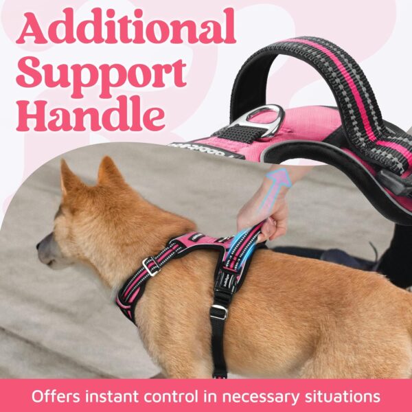 rabbitgoo Dog Harness for Large Dogs, No Pull Dog Vest Harness with 3 Buckles, Adjustable Soft Padded Pet Harness with Easy Control Handle and Reflective Strips, Pink, L - Image 6