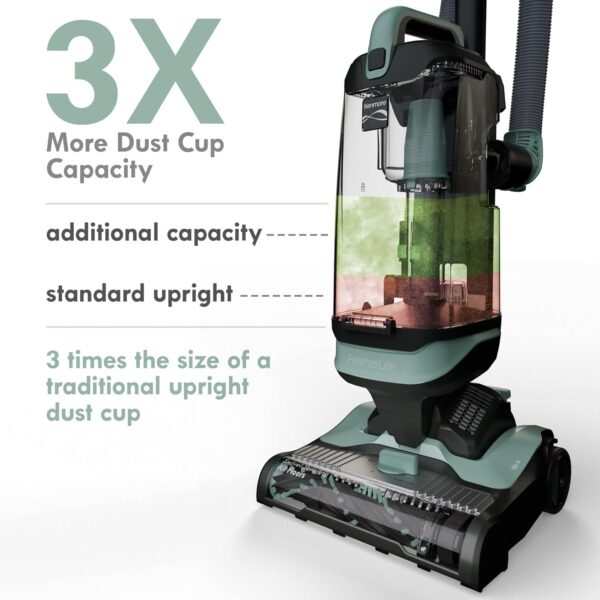 Kenmore DU1275 Bagless Upright Vacuum Lightweight Carpet Cleaner with 4 Height Adjustment, Hair Eliminator brushroll, Pet HandiMate & 2 Cleaning Tools, Light Green - Image 4