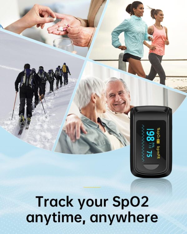 Fingertip Pulse Oximeter Blood Oxygen Monitor Pulse Ox, Heart Rate and Fast Spo2 Reading Oxygen Meter with OLED Screen Included Batteries and Lanyard - Image 9