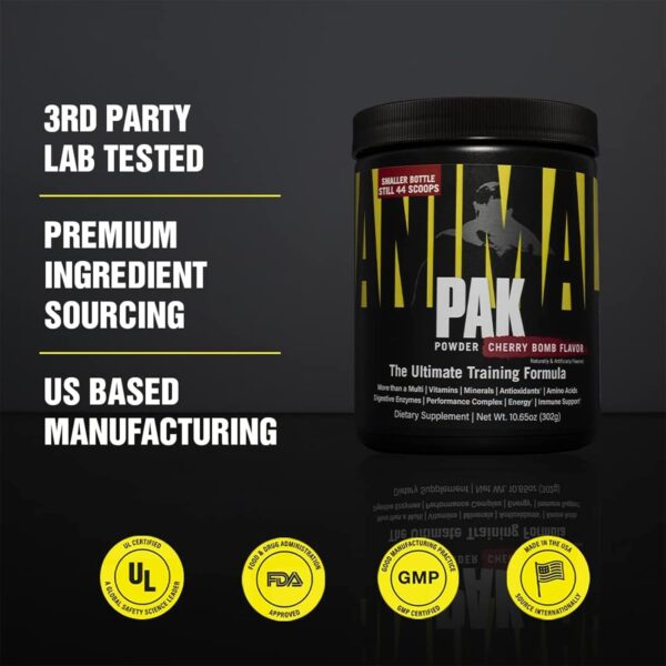 Animal Pak – Convenient All-in-One Vitamin & Supplement Powder – Zinc, Vitamins C, B, D, Amino Acids and More – Sports Nutrition Performance Multivitamin for Women & Men – 44 Scoops, Cherry Bomb - Image 6