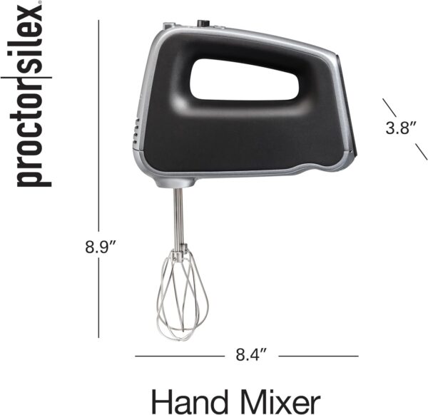 Proctor Silex 5-Speed + Boost Electric Hand Mixer with Powerful 1.3 Amp DC Motor For Effortless Mixing & Consistent Speed in Thick Ingredients, Slow Start, Silver (62501) - Image 9