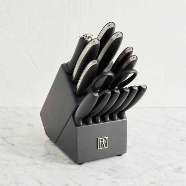 HENCKELS Silver Symmetry Razor-Sharp 15-Piece Stainless Steel Knife Block Set, Paring Knife, Chef Knife, Bread Knife, German Engineered Informed by 100+ Years of Mastery, Dishwasher Safe - Image 5