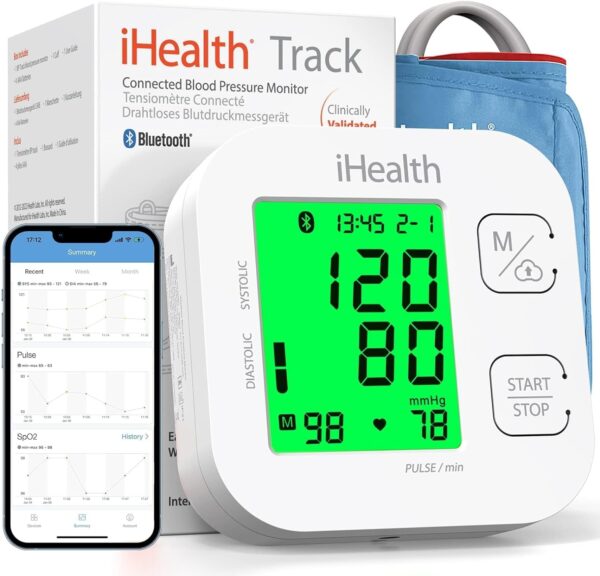 iHealth Track Smart Upper Arm Blood Pressure Monitor with Wide Range Cuff That fits Standard to Large Adult Arms, Bluetooth Compatible for iOS & Android Devices - Image 2