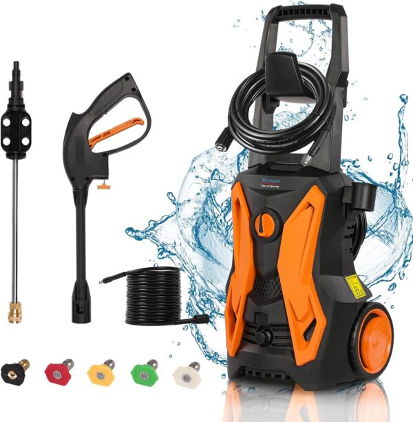 4000PSI Electric Pressure Washer, 2.8GPM 2000W Power Washer, High Pressure Cleaner Machine with Spray Gun, 5 Nozzles & Foam Cannon for Cleaning Homes, Cars, Patios - Image 2