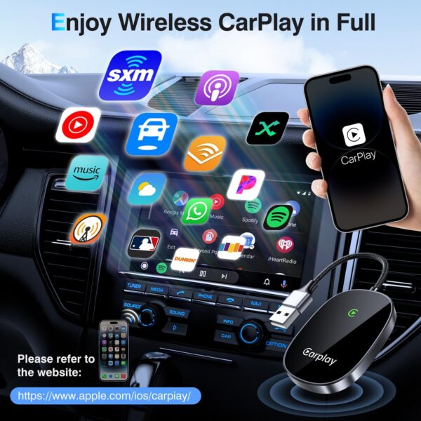 Vevavi Wireless CarPlay Adapter 2024 Upgraded, Converts Factory Wired CarPlay to Wireless, Plug and Play Car Play Wireless Adapter, Compatible with iPhone Multi-User Seamless Connection - Image 9