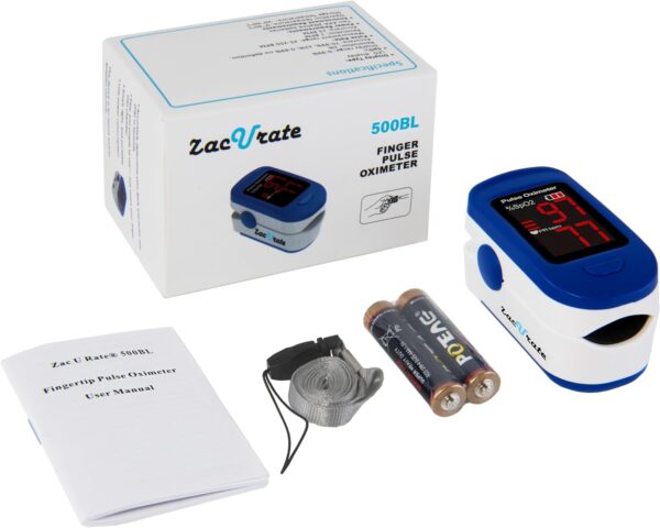 Zacurate 500BL Fingertip Pulse Oximeter Blood Oxygen Saturation Monitor with Batteries Included (Navy Blue) - Image 7