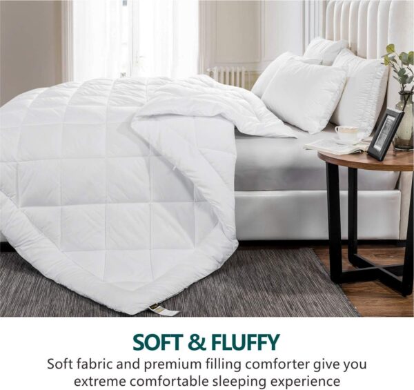 Cozynight Soft Queen Size Comforter Duvet Insert-Lightweight Down Alternative Comforter with Corner Tabs-Fluffy & Breathable & Machine Washable Diamond Stitching White Comforter (88"x92") - Image 3