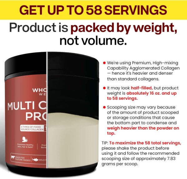 Multi Collagen Protein Powder Hydrolyzed (Type I II III V X) Grass-Fed All-in-One Super Bone Broth + Collagen Peptides - Premium Blend of Grass-Fed Beef, Chicken, Wild Fish, Eggshell Collagen - Image 10