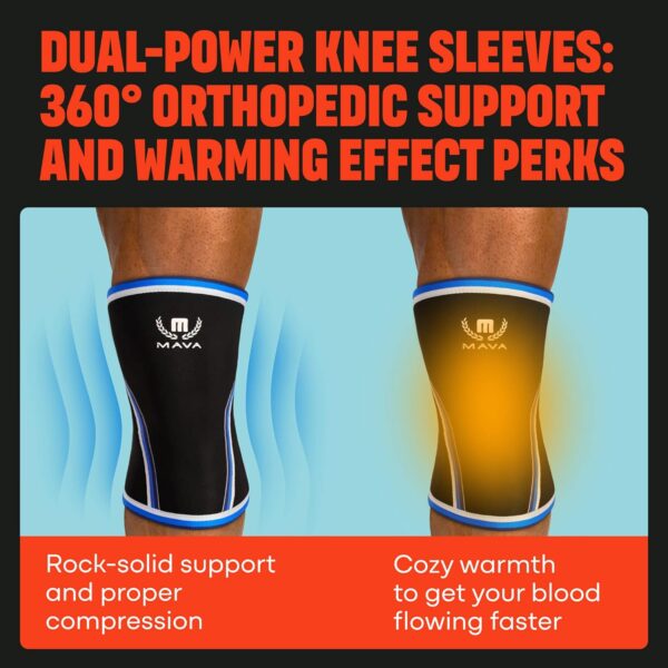 Mava Sports Knee Compression Sleeve & Knee Sleeves for Weightlifting Men & Women - 7mm Neoprene for Cross Training WOD, Gym, Squats & Weightlifting - Image 8