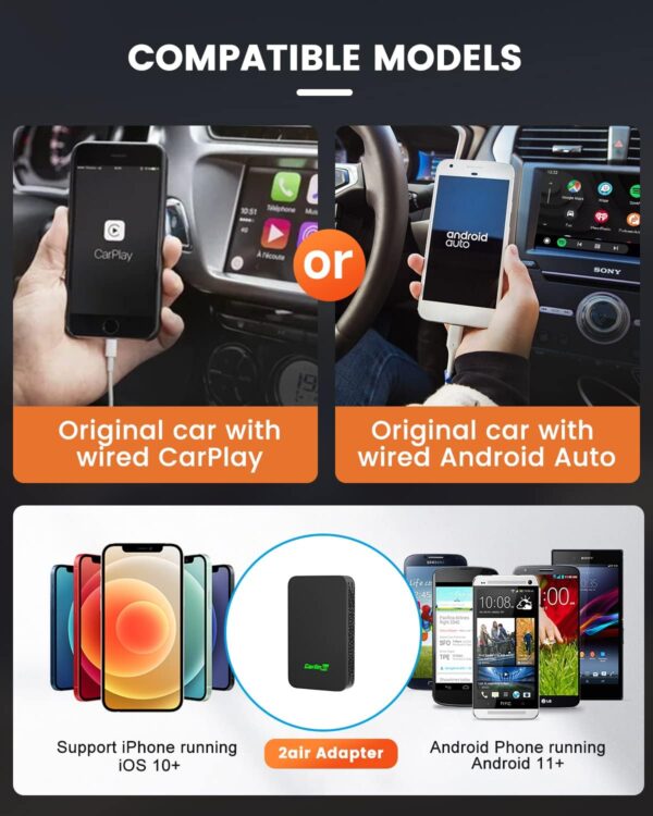 CarlinKit 5.0 Wireless CarPlay & Android Auto Adapter,Online Update,Two Channel Connection, Plug & Plug, for Cars with OEM Wired CarPlay & Android Auto(2016-2024) - Image 8