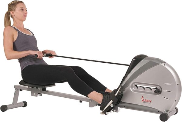 Sunny Health & Fitness Rowing Machine Rower Ergometer with Digital Monitor, Inclined Slide Rail, 220 LB Max Weight and Foldable - SF-RW5606 - Image 2