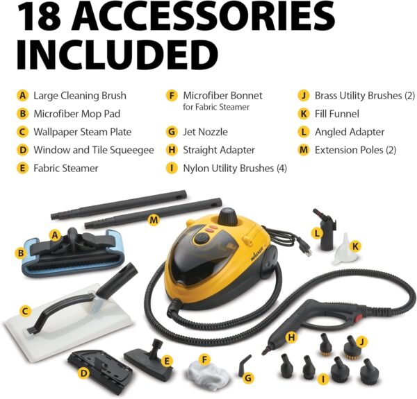 Wagner Spraytech 0282014 915e On-Demand Steam Cleaner & Wallpaper Removal, Multipurpose Power Steamer, 18 Attachments Included (Some Pieces Included in Storage Compartment) For Floor - Image 3