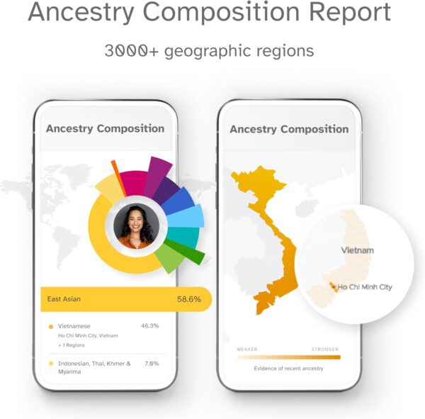 23andMe Ancestry Service - DNA Test Kit with Personalized Genetic Reports Including Ancestry Composition with 3000+ Geographic Regions, Family Tree, DNA Relative Finder and Trait Reports - Image 3