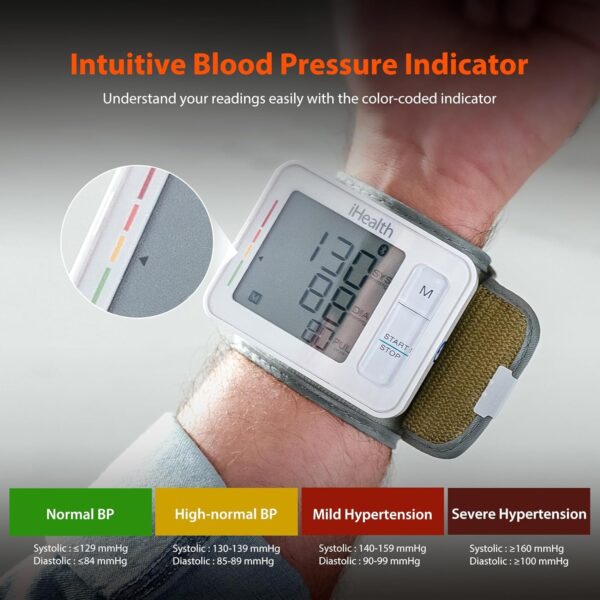 iHealth Push Wrist Blood Pressure Monitor, Digital Bluetooth Blood Pressure Machine with Large Display and Portable Carrying Case for at Home and Travel Use - Image 5