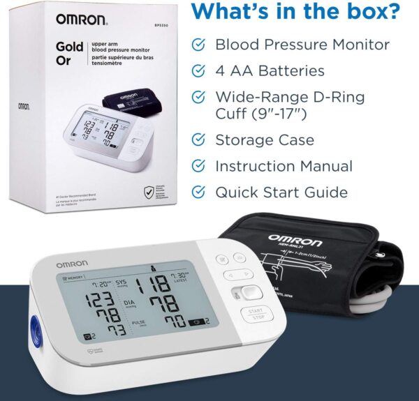 OMRON Gold Blood Pressure Monitor, Premium Upper Arm Cuff, Digital Bluetooth Blood Pressure Machine, Stores Up to 120 Readings for Two Users (60 Readings Each) - Image 6