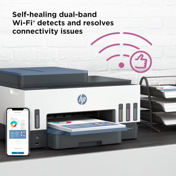 HP Smart -Tank 7602 Wireless Cartridge-free all in one printer, up to 2 years of ink included, mobile print, scan, copy, fax, auto doc feeder, featuring an app-like magic touch panel (28B98A) - Image 11