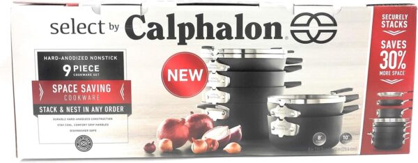 Calphalon Select 9pc Space Saving Hard-Anodized Nonstick Cookware Set - Image 7