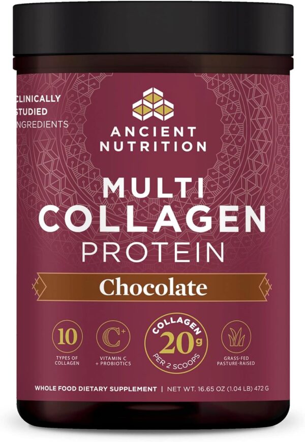 Ancient Nutrition Collagen Powder Protein, Multi Collagen Chocolate Protein Powder, 45 Servings, with Vitamin C, Hydrolyzed Collagen Peptides Supports Skin and Nails, Gut Health, 16.65oz - Image 2