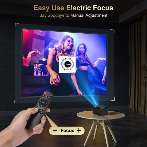 HAPPRUN Projector, [Electric Focus] Mini Projector, 1080P Support Portable Bluetooth Projector With Speaker, 200" Support Outdoor Movie Projector Compatible With Smartphone/HDMI/USB/AV/Fire Stick/PS5 - Image 4