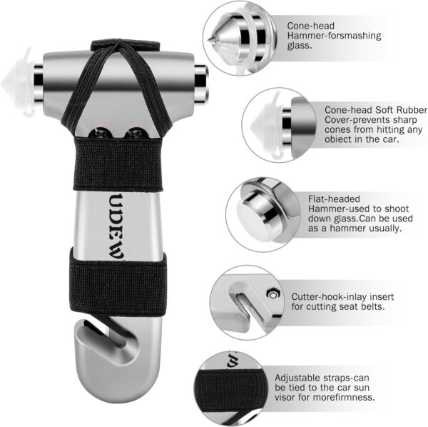 OUDEW Safety Hammer Cute, Multifunctional Car Escape Tool with Seat Belt Cutter & Window Breaker, Emergency Escape Hammer - Image 3