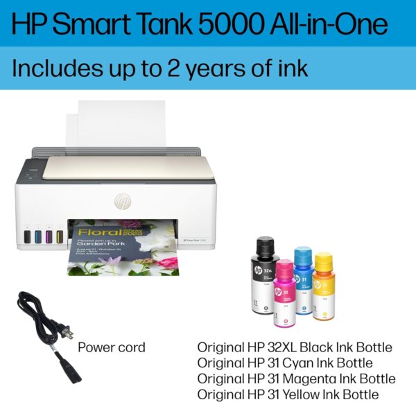 HP Smart-Tank 5000 Wireless All-in-One Ink-Tank Printer with up to 2 years of ink included, mobile print, scan, copy, white, 17.11 x 14.23 x 6.19 - Image 10