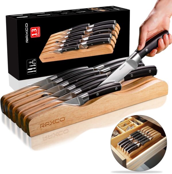 RAXCO Knife Set in-drawer,13Pieces drawer Kitchen Knives Set,drawer-friendly Knife Set - Image 2